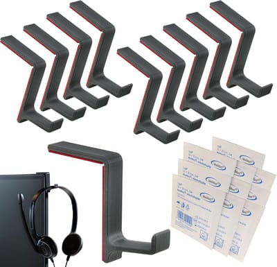 Headset Houder - Koptelefoonhaak - Bureau Organisatie - Verwijderbaar Zonder Resten - Compact Ontwerp - Donkergrijs