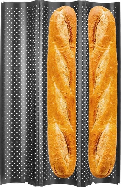 Baguette Bakplaat Edelstaal 38 cm - Baguettebakplaat - Bakvorm - Broodbakvorm - Hot Dog-Broodjes