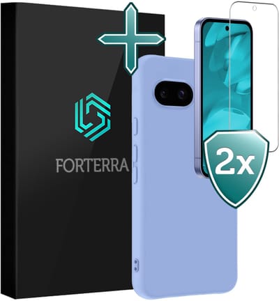 Hoesje Met 2x Screenprotector - Geschikt voor Google Pixel 9a - Sterk & Shockproof - Telefoon Hoes - Back Cover - Siliconen Case - Lichtblauw