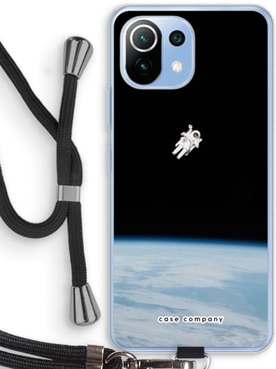 Case Company® - Hoesje met koord geschikt voor Xiaomi Mi 11 Lite hoesje met Koord - Alone in Space - Telefoonhoesje met Zwart Koord - Bescherming aan alle Kanten en Over de Schermrand