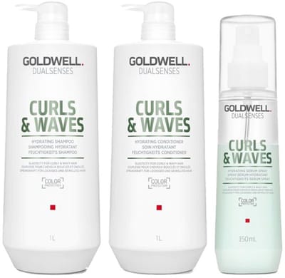 Goldwell Dualsenses Curls & Waves Hydrating Shampoo 1000ml + Conditioner 1000ml + Serum Spray 150ml