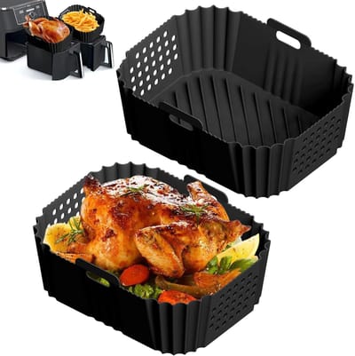 Famanu – Rechthoekige siliconen bakvorm voor airfryer, flexibel en hittebestendig, geschikt voor bakken en opwarmen