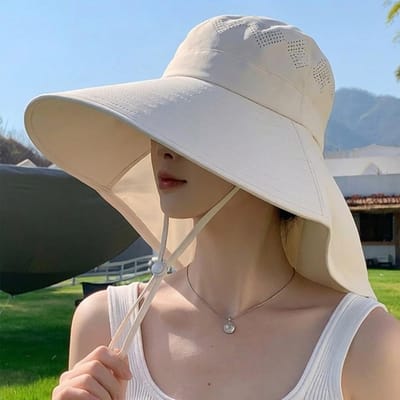 Châle anti-UV décontracté Chapeau de pêcheur à large bord Chapeau de soleil respirant à séchage rapide Chapeau réglable pour queue de cheval Été gray