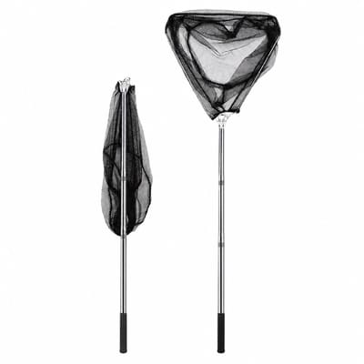 Sercano Schepnet Vissen 2,5 m – Inklapbaar Telescopisch Landingsnet met Verwisselbare Netkop – RVS Steel – Compact Visnet 40 × 43 cm – Ingeschoven 95 cm – Voor Vissen & Waterafval