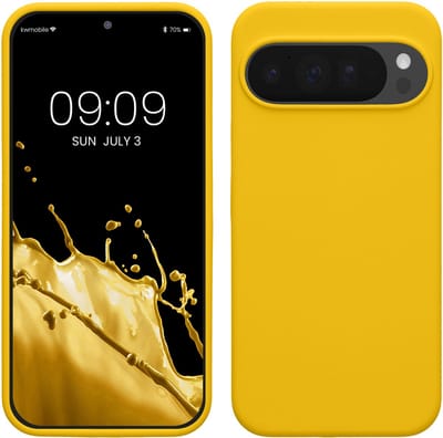 kwmobile telefoonhoesje geschikt voor Google Pixel 10 Pro XL - Hoesje met siliconen coating - Smartphone case in stralend geel