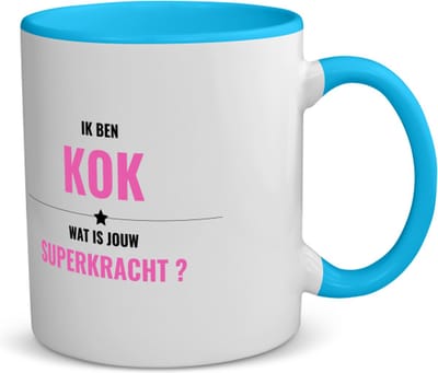Akyol - ik ben kok wat is jouw superkracht? koffiemok - theemok - blauw - Kok - iemand die goed kan koken - mensen die kok zijn - kook liefhebbers - verjaardagscadeau - verjaardag - cadeau - kado - geschenk - gift - 350 ML inhoud