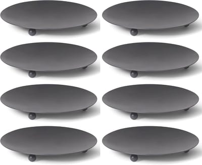 Set van 8 kaarsenborden 3 voet ZWART 7,5 cm kaarsenhouder voor pilaarkaarsen waxinelichten kaarsenhouder decoratief bord ronde tafeldecoratie kaarsenspeld metaal Adventskrans kaarsenhouder