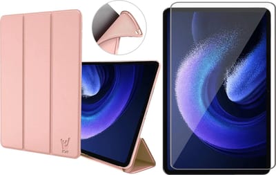 Hoesje geschikt voor Xiaomi Pad 6 - Screen Protector GlassGuard - SmartDefend Book Case Cover Kunstleer Rose & Screenprotector