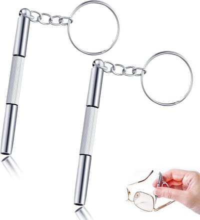 SnelShoppen - 2 Pcs Mini Schroevendraaierset Sleutelhangers, 3 in 1 Draagbare RVS Schroevendraaiers voor Horloge en Bril Reparatie