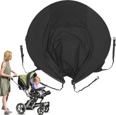 Kinderwagen Parasol - Lichtgewicht Luifel - Bescherming Onderweg - Universele Pasvorm - Compact Ontwerp - Zwart
