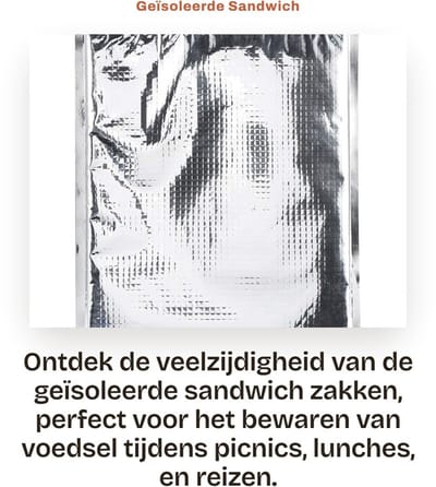 Dailygoods- Opbergtas Geïsoleerd - Herbruikbare Thermische Lunchzakken - Voedsel Opbergtas met Rits - 5 Stuks - 30x35cm - Duurzaam en Milieuvriendelijk - Lunchzak