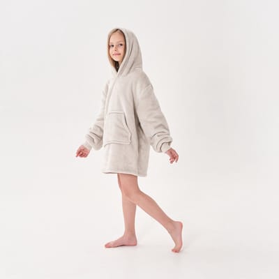 JUNIOR Oversized Hoodie voor kinderen - 50x70 cm - Hoodie & deken in één - met capuchon - Pumice Stone - beige