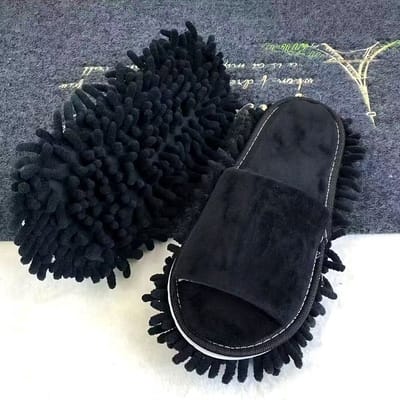 Daity 1 paar zwarte afneembare pantoffels voor het dweilen van vloeren (one size fits all) - schoonmaakgereedschap - badkamerbenodigdheden