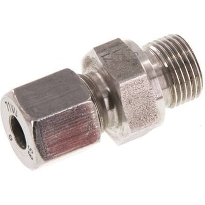 G 3/8'' Buitendraad x 8S RVS Rechte Snijring Koppeling 630 Bar DIN 2353 - FL2S-MC-ST-038G-08-S