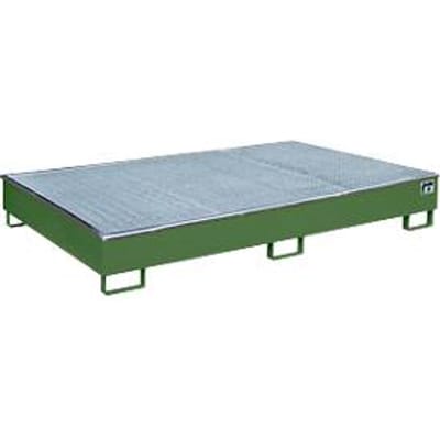 Bauer Etagebak RW-GR 2200-2 PE, met PE inzet, met rooster, L 2165 x B 1315 x H 510 mm, reseda groen RAL 6011