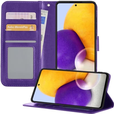 Hoesje - Geschikt voor Samsung Galaxy A72 5G - Luxe Bookcase - Walletcase Hoes - Portemonnee - Cover - Telefoonhoes - Paars