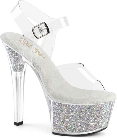 Pleaser - ASPIRE-608RSI Sandaal met enkelband, Paaldans schoenen - US 6 - 36 Shoes - Transparant