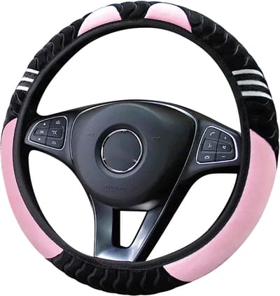 Zachte Stuurhoes Auto 37-38 cm - Zwart Roze - Universeel - Kasey Products