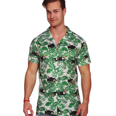 Fiestas Guirca - Hawaii Aloha Shirt Palmbladeren Groen - L - Carnavalskleding - Carnaval - carnavalskleding 2027 - Carnaval kostuum