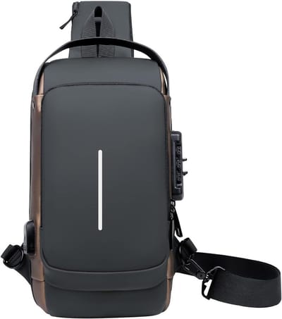 Waterproof Schoudertas met USB Oplaadpoort, Antidiefstal en Wachtwoordbeveiliging voor Reizen en Wandelen, Ideaal voor Mannen en Vrouwen