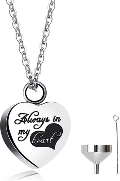 Luxe Ashanger - met Ketting (55 cm) - Voor As, Haren of Parfum - Assieraad - As Ketting - Gedenksieraad - Urn - As Hanger - Incl. As vuller en Opbergzakje - Heart Always