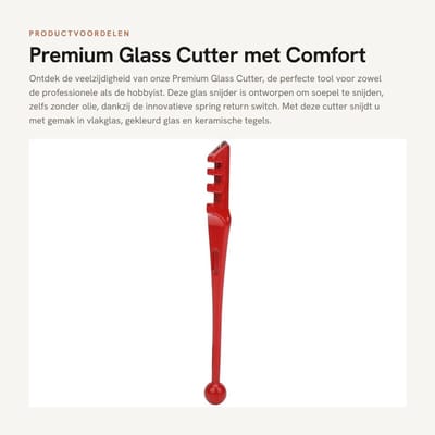 Dailygoods- Glaskeramiek Snijder - Premium Snijwielen - Comfort Handvat - Voor Vlak Glas - Hoge Hardheid - 3 Sneden voor Gemakkelijk Breken
