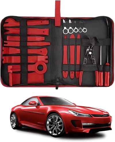 Bekledingsgereedschap Set - Interieur Demontage - Auto Reparatie - Krasvrije Verwijdering - 19 Delig - Rood