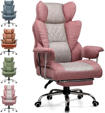 GTPLAYER - Ergonomische Gamingstoel - Met Voetensteun en Verstelbare Rug - Roze