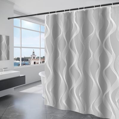 Dailygoods- Douchegordijn 240x200 cm - Wasbaar - Antischimmel - Met 12 Ringen - Waterdicht - Grijs - Badgordijn