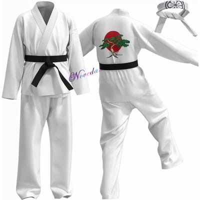 Karate Kids KOF Cobra Kai Cosplay Kostuum Kind Volwassene Zwart Wit Kimono Uniform Hoofdband Anime Halloween Feestpak Trainingspak Adult Height 170cm&Cobra Kai