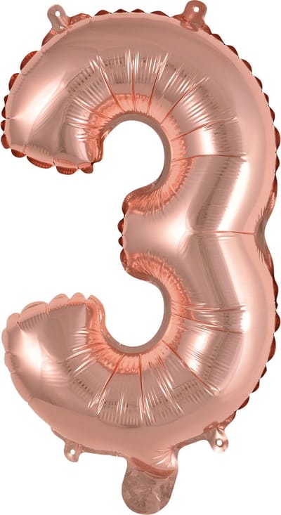 Amscan Folieballon Cijfer '3' 35 Cm Roségoud