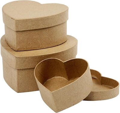Harten dozen, H: 5+6,5+7,5 cm, B: 10+12,5+15 cm, 3 stuk/ 1 set