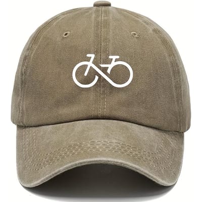 Vintage Fiets Bedrukte Baseballpet Met Wit Geometrisch Ontwerp Voor Hardlopen, Wandelen En Casual Straatstijl Adjustable kaki