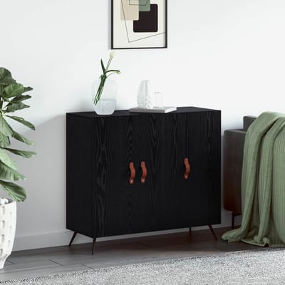 vidaXL - Dressoir - Zwart - Eiken - 89,5 - x - 34 - x - 80 - cm - Bewerkt - hout