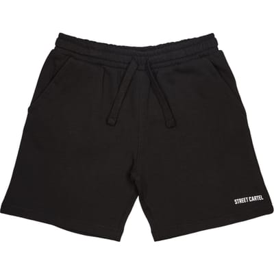 Street Cartel Peak Korte Broeken Kinder - Zwart - Maat 130 - 140 CM - Katoen French Terry