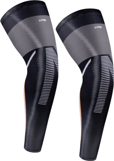 U Fit One 2 Stuks Been Compressie Sleeve Brace - Been Verband - Beenwarmers - Sport ondersteuning - Zwart - Maat XL