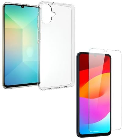 Back cover Silicone hoesje transparant met Screenprotector Glas 2x Geschikt voor: Samsung Galaxy A07