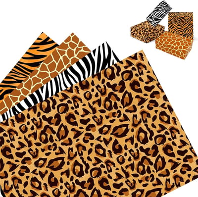 Famanu - Cadeauverpakking met dierenprint, 12 vellen, giraffe, zebra, luipaard, tijger, inpakpapier, voor jongens, dier, verjaardagscadeau, cadeauverpakking, wilde junglefeestdecoraties voor kinderen
