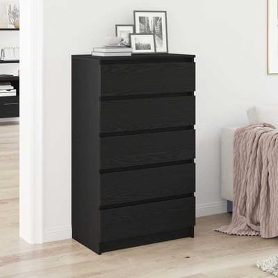 vidaXL - Ladekast - 60x36x103 - cm - bewerkt - hout - zwart - eikenkleur