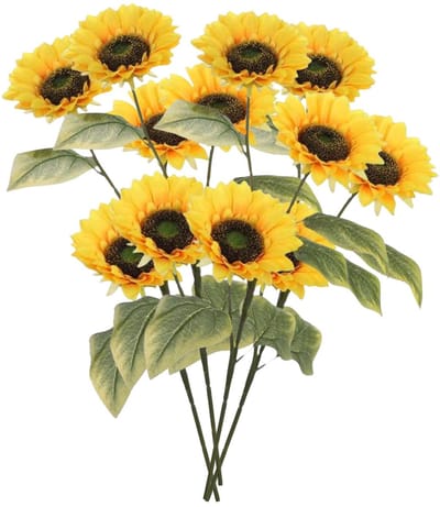 Mica Decorations Kunstbloem Zonnebloem takken - 4x - 92 cm - geel - kunst zijdebloem - decoratie