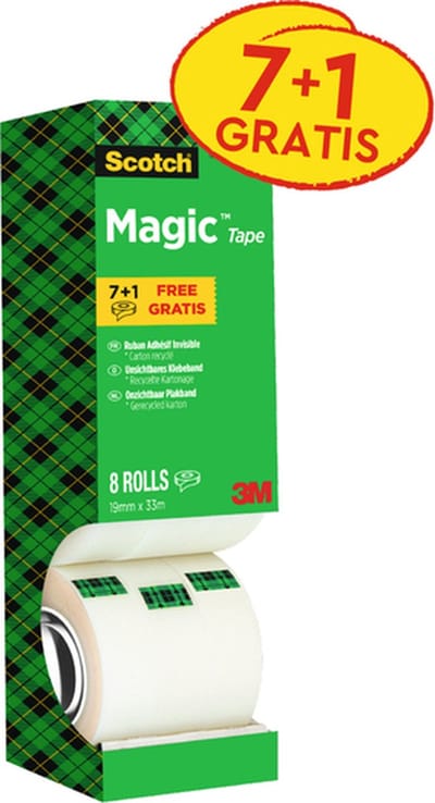 Plakband scotch magic 810 19mmx33m mat 7+1 | 4 stuks