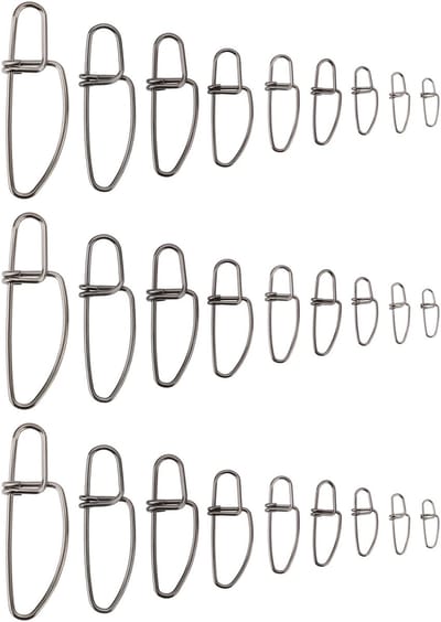 Dailygoods- Vissnaps 180 Stuks - Roestvrij Staal - Dubbele Gesp - Corrosiebestendig - Voor Zeevissen/Z zoetwatervissen - 9 Lengtes (11,6mm-47,5mm) - Visclips