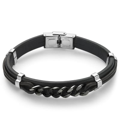 Twice As Nice Armband in edelstaal, zwart en bruin Zwart 21cm