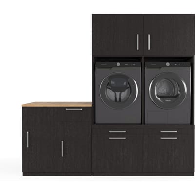 Wasophoogte® Wasmachine Kast Shanghai - Wasmachine verhoger - Wasmachine ombouw - 700(D)*2230(B)*2110(H) mm - Zwart