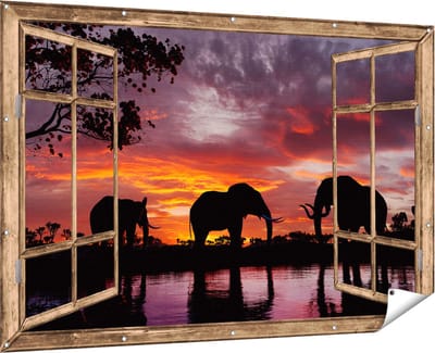 Gards Tuinposter Aruba Kleurrijke Huisjes - Nederlandse Antillen - 60x40 cm - Tuindoek - Tuindecoratie - Wanddecoratie buiten - Tuinschilderij