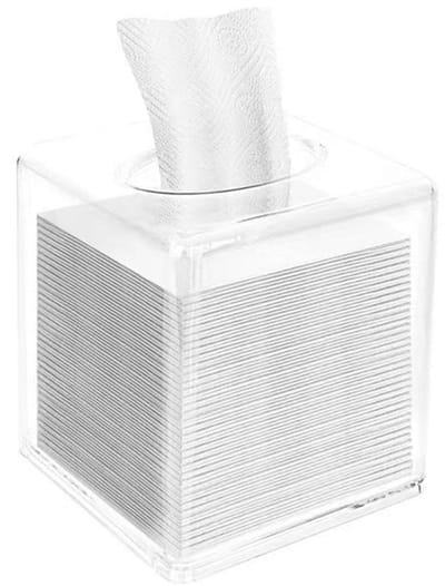 Dailygoods- Zakdoekdoos Waterdicht - Acryl Houder - Transparant - 13 x 13 x 14 cm - Voor Eet-/Bad-/Slaapkamer - Praktisch en Decoratief - Tissuedoos