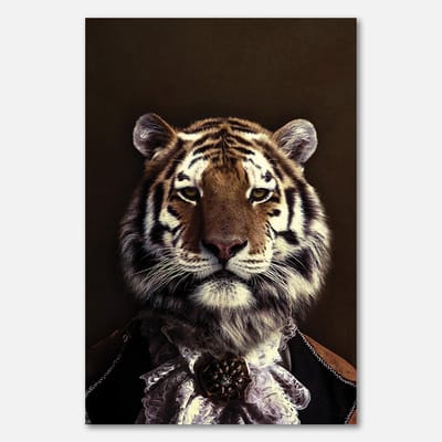 Poster op papier - 40 x 60 cm - Tijger in klassieke kleding portret - PosterJunkie
