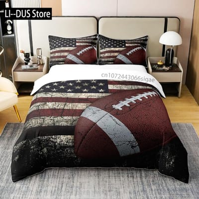 Amerikaanse Vlag Beddengoed Set Honkbal Sport Dekbed Set 3 Delen voor Kinderen Tieners Volwassenen Kamer Decor Dekbedovertrek met 2 Kussenslopen US Twin(172*218cm)3pcs