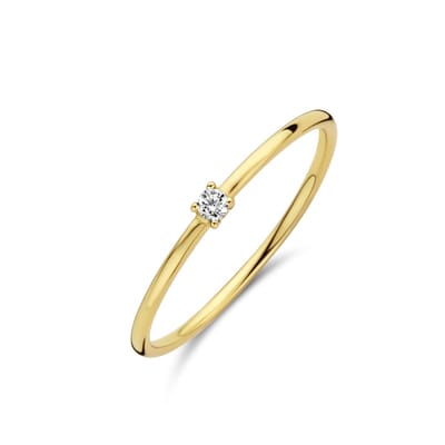 New Bling 9NB-0741-56 Zilveren Ring - Dames - Zirkonia - 2 mm Doorsnee - Maat 56 - Zilver - Gold plated (Verguld/Goud op Zilver)