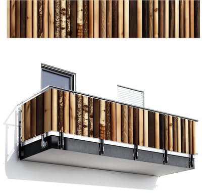 Balkonscherm 500x100 cm - Balkonposter Hout - Planken - Natuurlijk - Balkon scherm decoratie - Balkonschermen - Balkondoek zonnescherm